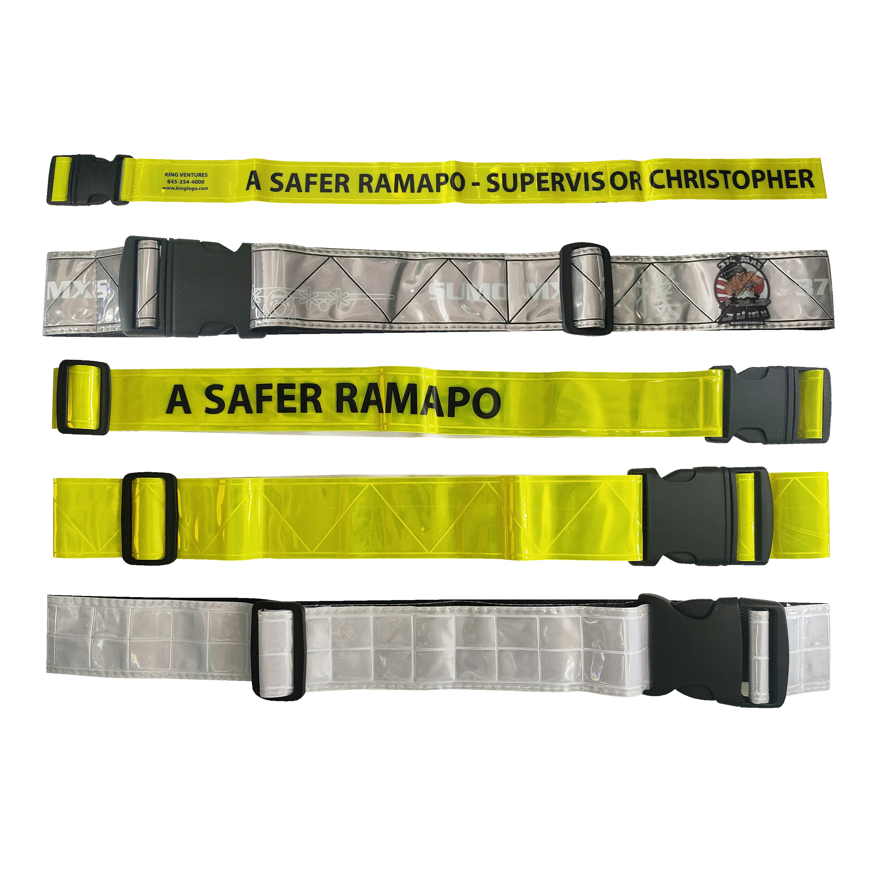 White PVC Vinyl Reflective Safety Belt - 